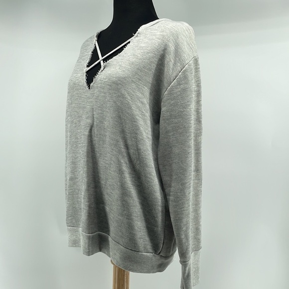 LNA heathered gray pullover crossed over revolve lounge sweatshirt top size M - Picture 6 of 8